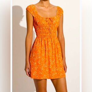 NWT Faithfull The Brand Lucciola Mini Dress in Orange. Size 8